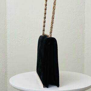 Vintage Black Suede Susan Gail Chain Clutch
